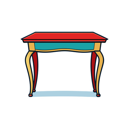Colorful cartoon antique table with curved legs illustration artのイラスト素材