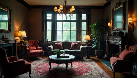 Elegant living room with classic style furniture and decorの写真素材