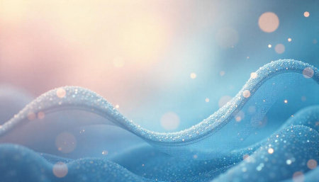 Elegant blue fabric with glitter and bokeh effects background