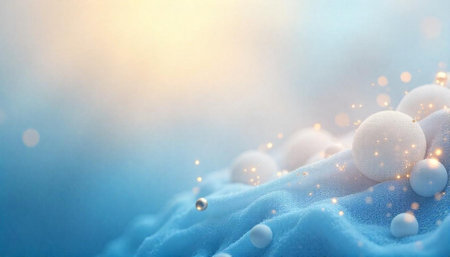 Abstract winter wonderland with snowballs and sparkling lights