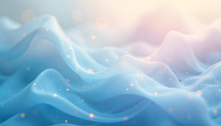 Abstract flowing fabric background with bokeh and pastel colorsの写真素材