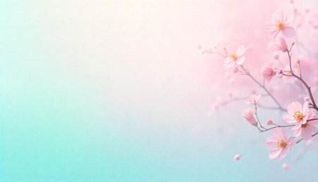 Soft floral blossom branch over light pastel backgroundの写真素材