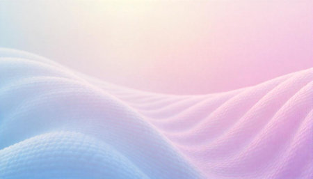 Pastel waves fabric texture background with blue and pink gradient