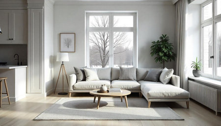 Cozy and bright living room in a modern house