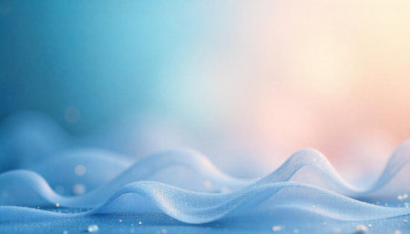 Soft light blue fabric waves with bokeh light effects