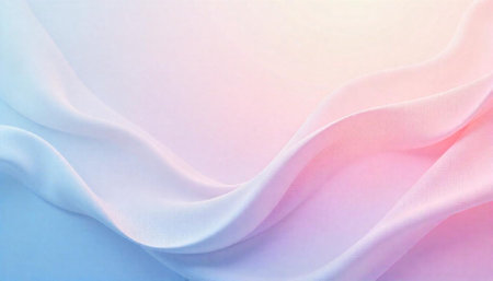 Abstract fabric waves with pastel color gradients and soft light