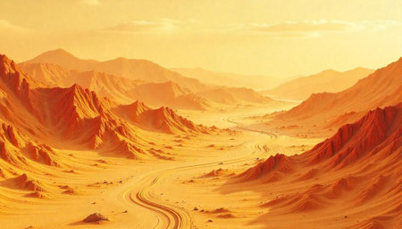 Serpentine Road Across a Desert Mountain Range Landscapeの写真素材