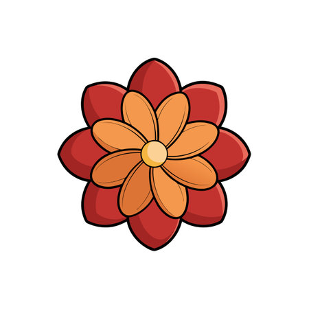 Stylized vibrant flower illustration featuring orange and red petalsのイラスト素材