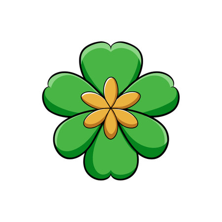 Brightly colored four leaf clover cartoon illustration designのイラスト素材