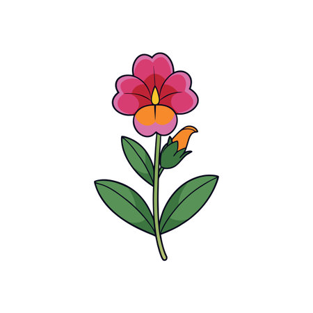 Cartoon style flower with vibrant colors and bold outlinesのイラスト素材