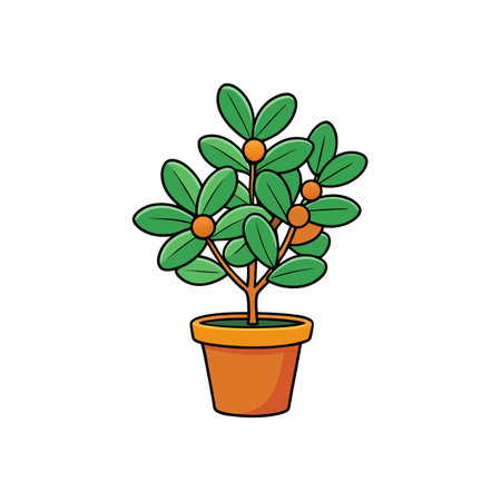 Stylized small orange tree in a brown potのイラスト素材