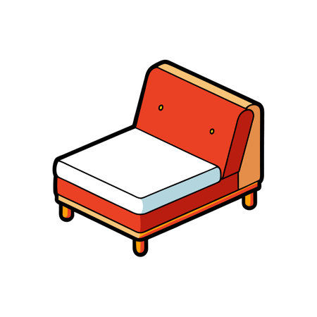 Isometric modern sofa bed design, orange and white tonesのイラスト素材