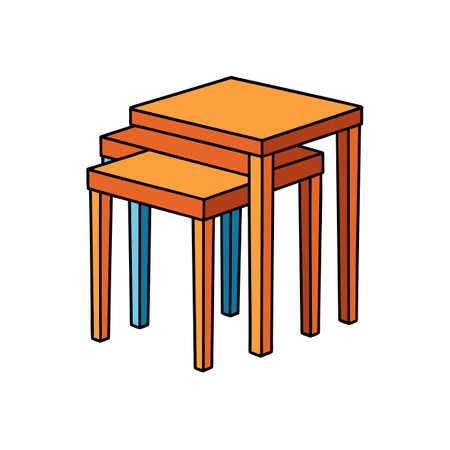 Colorful nesting tables: a simple and useful furniture setのイラスト素材