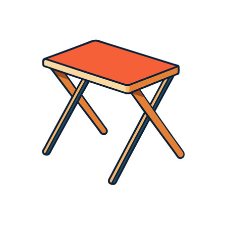 Isometric Folding Table Illustration in Orange and Yellow Color Paletteのイラスト素材