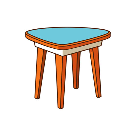 Cartoon style table with four legs and blue surfaceのイラスト素材