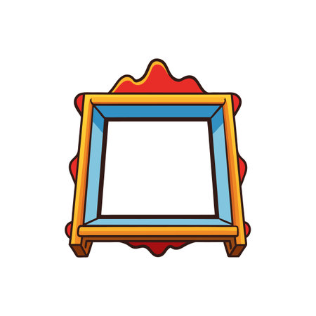Stylized Empty Frame with Blue and Gold Trimのイラスト素材