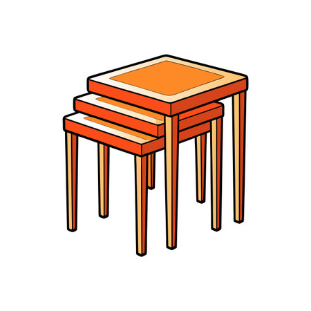Graphic illustration of three orange nesting tables on whiteのイラスト素材