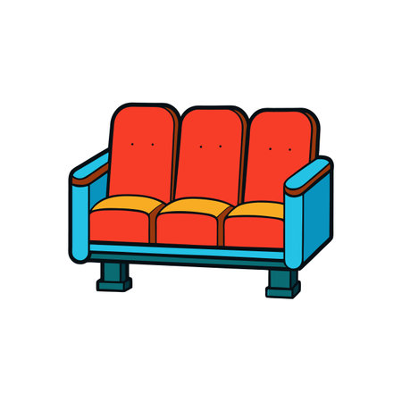 Retro cinema seating in vibrant cartoon style illustrationのイラスト素材