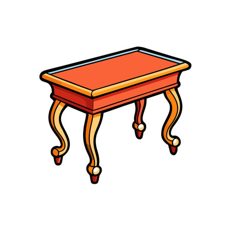 Vintage cartoon table with ornate legs and orange topのイラスト素材