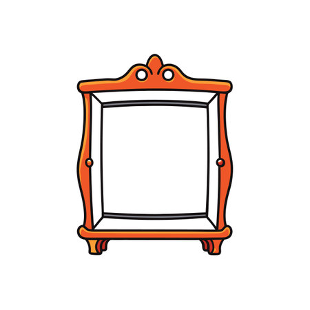 Cartoon style orange vintage picture frame on white backgroundのイラスト素材