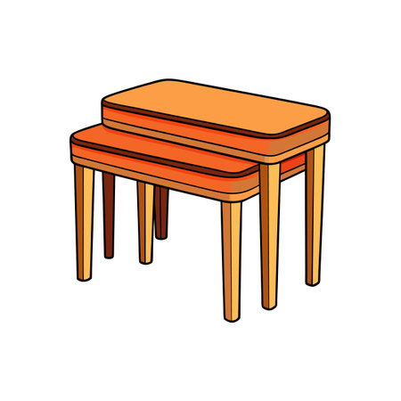 Nested wooden tables illustration, furniture set, indoor furnishing objectのイラスト素材