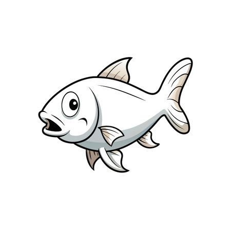 Cartoon fish with open mouth in simple vector styleのイラスト素材