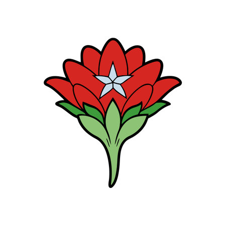 Stylized floral icon with red petals and a starのイラスト素材