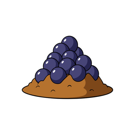 Pile of blueberries on mound in cartoon style graphicのイラスト素材