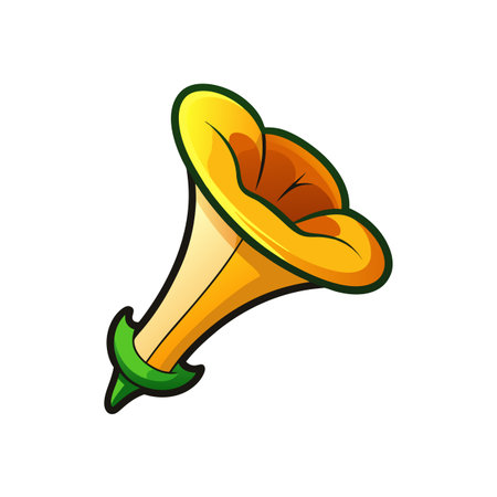 Cartoon illustration of a stylized yellow and green flowerのイラスト素材