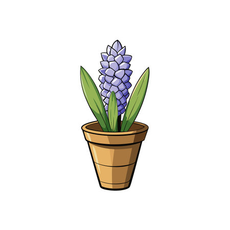 Hyacinth flower in a pot cartoon illustration imageのイラスト素材