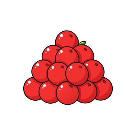 Pile of red glossy cherries arranged in pyramid shapeのイラスト素材