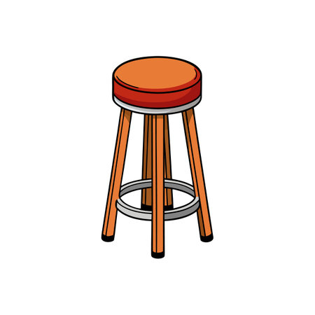 Cartoon style bar stool with orange and red colorsのイラスト素材