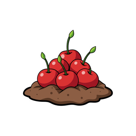 Pile of Cartoon Cherries on a Moundのイラスト素材