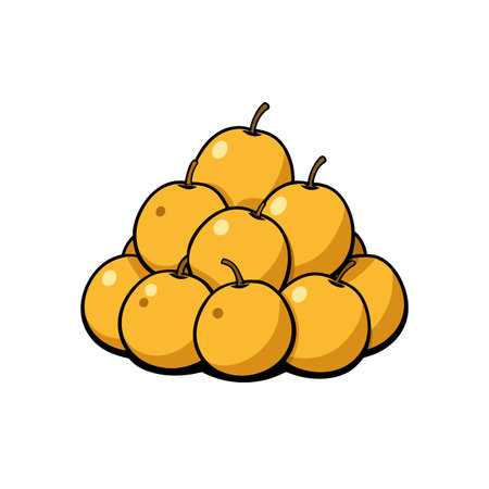 Pile of Asian Pears Fruit in an Animated Styleのイラスト素材