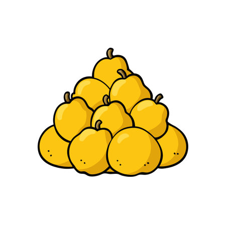 Pile of cartoon style yellow apples isolated on whiteのイラスト素材