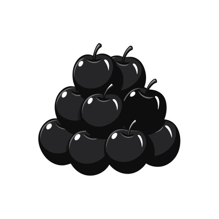 Stylized stack of shiny black apples on white backgroundのイラスト素材