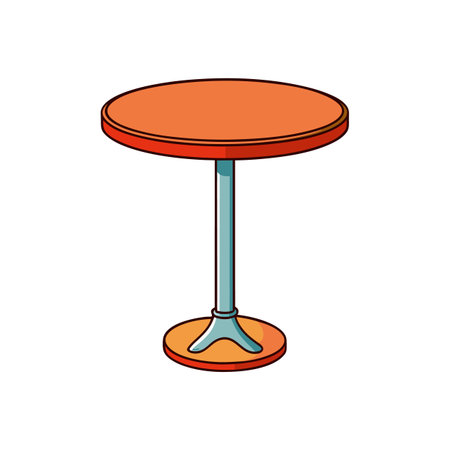 Isolated cartoon illustration of a small round orange tableのイラスト素材