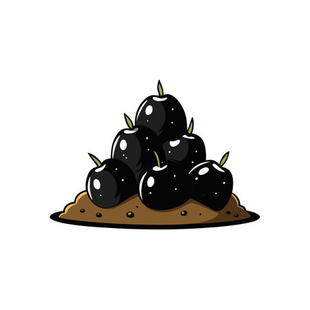 Stylized pile of cartoon plums on a moundのイラスト素材