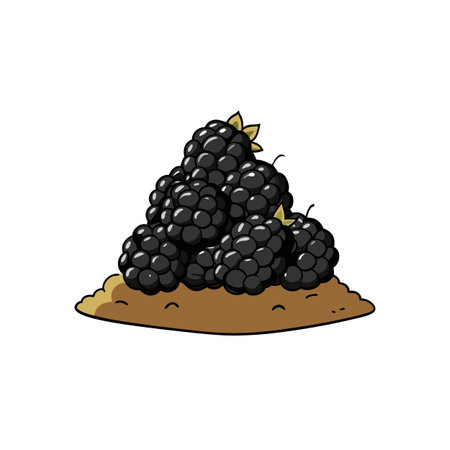 Stylized pile of ripe blackberries on tan colored surfaceのイラスト素材