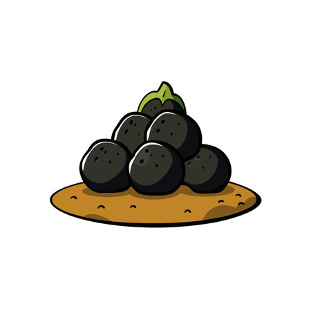 Cute cartoon pile of black truffle dessert illustration artのイラスト素材