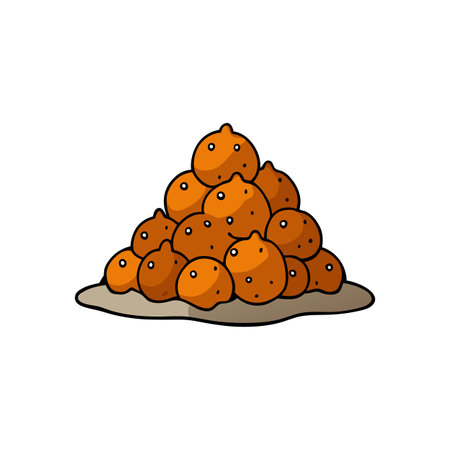 Pile of cartoon oliebollen Dutch doughnuts in a stackのイラスト素材