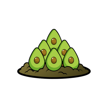 Pile of halved avocados on dark ground illustration designのイラスト素材