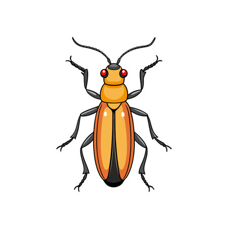 Orange insect with black legs and red eyes graphicのイラスト素材