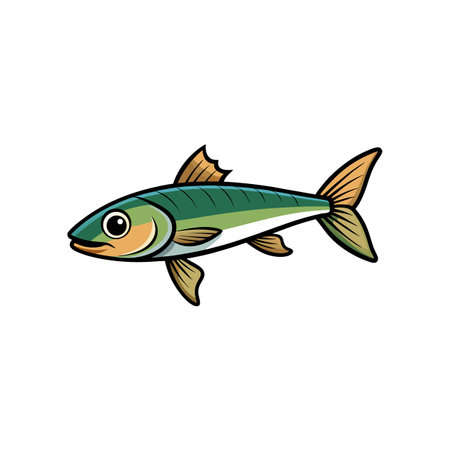 Cartoon style fish swimming isolated on white background vectorのイラスト素材