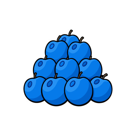 Stylized stack of cartoon blueberries on a white backgroundのイラスト素材