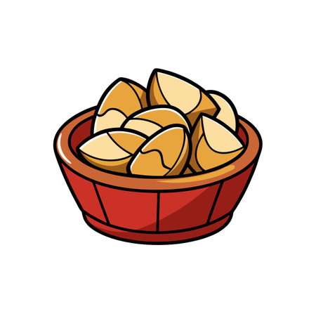 Bowl of peeled garlic cloves vector graphic illustrationのイラスト素材