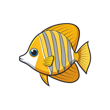 Cartoon illustration of an isolated yellow striped butterflyfishのイラスト素材