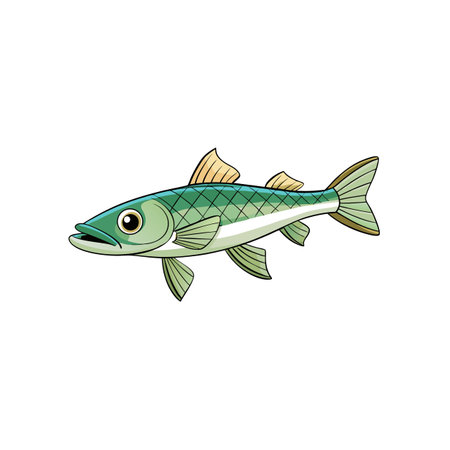 Cartoon illustration of a realistic stylized fish swimmingのイラスト素材