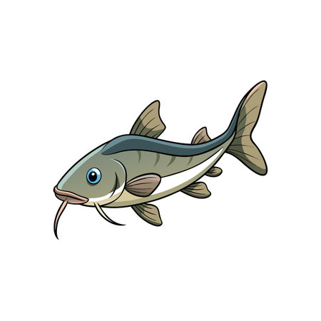Cartoon catfish illustration with detailed lines and shading effectsのイラスト素材