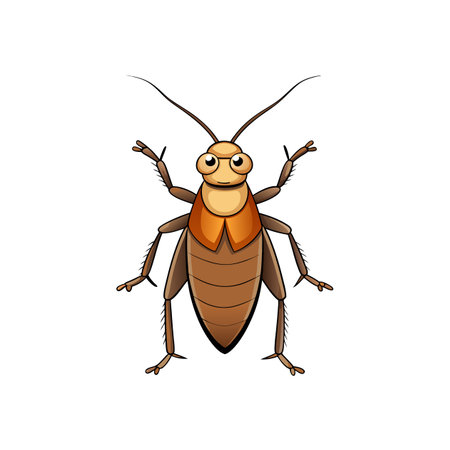 Cartoon cockroach with big eyes on a white backgroundのイラスト素材